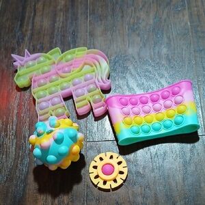 Colorful Unicorn Pop It Fidget Toy Set